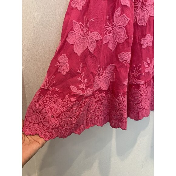 Johnny Was Nathy Lily Dress Medium Size Hot Pink Embroidery Floral NWT $598 - Picture 12 of 13